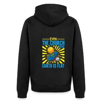 Flat Earth Theory Flat Earth Army Earth - Unisex Premium Bio Zip Hoodie - Schwarz - Hinten - Nico (187cm)