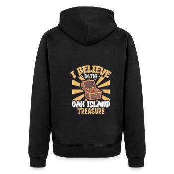 Oak Island / Treasure Hunting Oak Island Mystery - Unisex Premium Bio Zip Hoodie - Schwarz - Hinten - Nico (187cm)