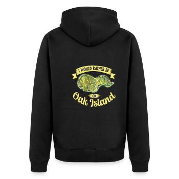 Oak Island / Treasure Hunting Oak Island Mystery - Unisex Premium Bio Zip Hoodie - Schwarz - Hinten - Nico (187cm)