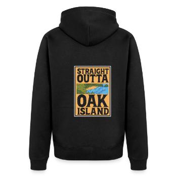 Oak Island / Treasure Hunting Oak Island Mystery - Unisex Premium Bio Zip Hoodie - Schwarz - Hinten - Nico (187cm)