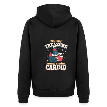 Oak Island / Treasure Hunting Oak Island Mystery - Unisex Premium Bio Zip Hoodie - Schwarz - Hinten - Nico (187cm)