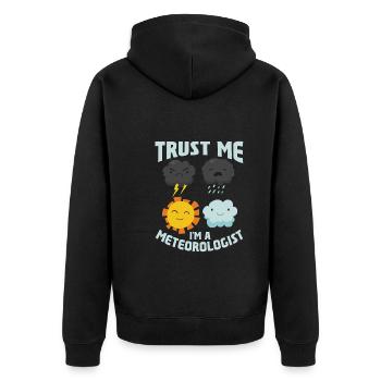 Funny Meteorology Meteorologist Weather Lover - Unisex Premium Bio Zip Hoodie - Schwarz - Hinten - Nico (187cm)