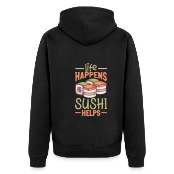Sushi Fan Japanese Food Foodie Cuisine Japan - Unisex Premium Bio Zip Hoodie - Schwarz - Hinten - Nico (187cm)