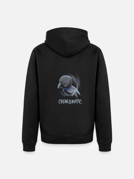 Crow / Raven: Raven Lunatic - Unisex Premium Organic Zip Hoodie - black