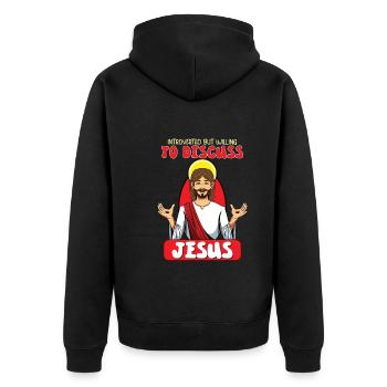 Jesus Christianity God Praying Prayer Pastor - Unisex Premium Bio Zip Hoodie - Schwarz - Hinten - Nico (187cm)