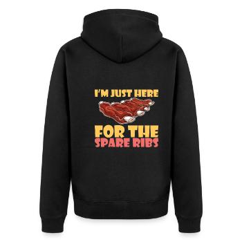 Bbq Spare Ribs Grill Raucher Fleisch Schweinerippe - Unisex Premium Bio Zip Hoodie - Schwarz - Hinten - Nico (187cm)