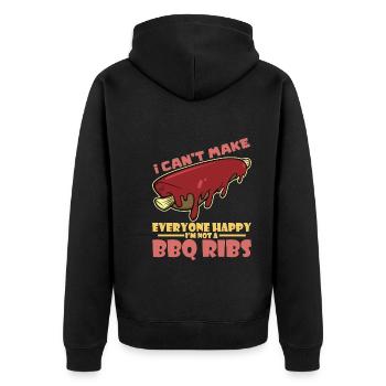 BBQ Spare Ribs Grill Smoker Meat Pork Rib - Unisex Premium Organic Zip Hoodie - black - Back - Nico (187cm)