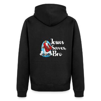 Jesus Christianity God Praying Prayer Pastor - Unisex Premium Bio Zip Hoodie - Schwarz - Hinten - Nico (187cm)