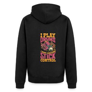 Drummer Drums Music Drum Set Drumming - Unisex Premium Organic Zip Hoodie - black - Back - Nico (187cm)