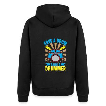 Drummer Drums Music Drum Set Drumming - Unisex Premium Organic Zip Hoodie - black - Back - Nico (187cm)