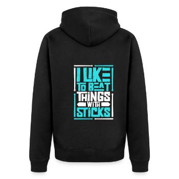 Drummer Drums Music Drum Set Drumming - Unisex Premium Organic Zip Hoodie - black - Back - Nico (187cm)