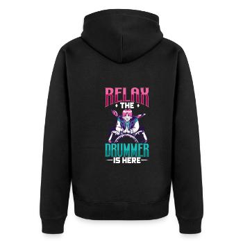 Drummer Drums Music Drum Set Drumming - Unisex Premium Organic Zip Hoodie - black - Back - Nico (187cm)
