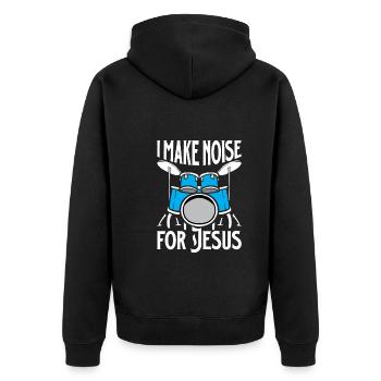 Drum Player Jesus Drum set Pick Jesus Drums Player - Unisex Premium Organic Zip Hoodie - black - Back - Nico (187cm)