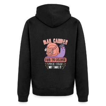 Postman Postlady Postman Post - Unisex Premium Organic Zip Hoodie - black - Back - Nico (187cm)