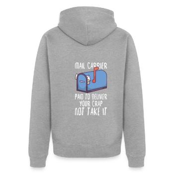 Postangestellte Postdame Postbote Post - Unisex Premium Bio Zip Hoodie - Grau meliert - Hinten - Nico (187cm)