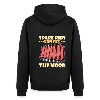BBQ Spare Ribs Grill Smoker Meat Pork Rib - Unisex Premium Organic Zip Hoodie - black - Back - Nico (187cm)