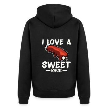 BBQ Spare Ribs Grill Smoker Meat Pork Rib - Unisex Premium Organic Zip Hoodie - black - Back - Nico (187cm)
