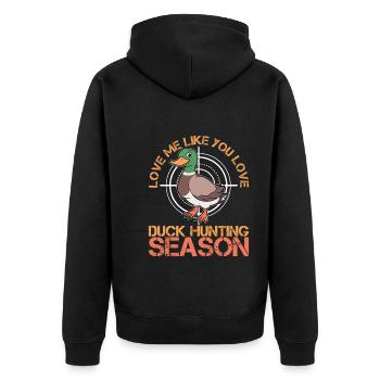 Duck Hunt Duck Hunter Bird Hunting Duck Hunting - Unisex Premium Bio Zip Hoodie - Schwarz - Hinten - Nico (187cm)