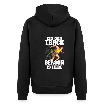 Postangestellte Postdame Postbote Post - Unisex Premium Bio Zip Hoodie - Schwarz - Hinten - Nico (187cm)