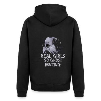 Paranormal Forschungshalloween Ghost Hunter - Unisex Premium Bio Zip Hoodie - Schwarz - Hinten - Nico (187cm)