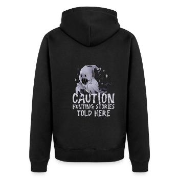 Paranormal Forschungshalloween Ghost Hunter - Unisex Premium Bio Zip Hoodie - Schwarz - Hinten - Nico (187cm)