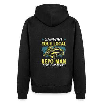 Repo-agent Repo Man Repossession Agent - Unisex Premium Organic Zip Hoodie - black - Back - Nico (187cm)