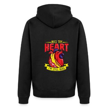 Heart Attack Open Heart Surgery Heart Surgery Gift - Unisex Premium Organic Zip Hoodie - black - Back - Nico (187cm)