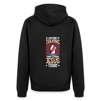 Jesus Christianity God Praying Prayer Pastor - Unisex Premium Bio Zip Hoodie - Schwarz - Hinten - Nico (187cm)