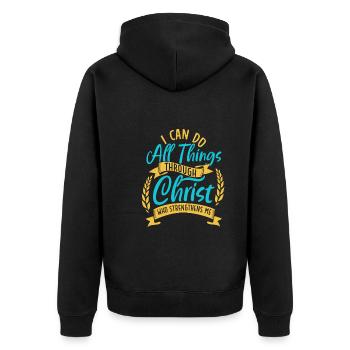 Jesus Christianity God Praying Prayer Pastor - Unisex Premium Bio Zip Hoodie - Schwarz - Hinten - Nico (187cm)