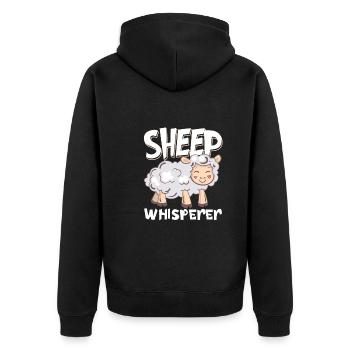Funny Sheep Barn Farmer Farming Sheep Lover - Unisex Premium Organic Zip Hoodie - black - Back - Nico (187cm)