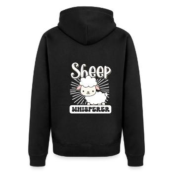 Funny Sheep Barn Farmer Farming Sheep Lover - Unisex Premium Organic Zip Hoodie - black - Back - Nico (187cm)