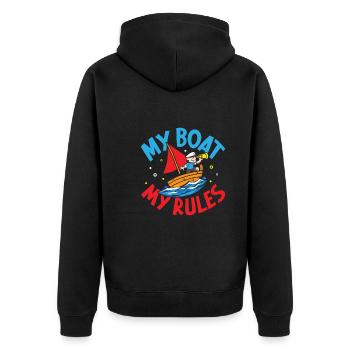 Boating Dad Boat Captain Pontoon Sailor Cruising - Unisex Premium Bio Zip Hoodie - Schwarz - Hinten - Nico (187cm)