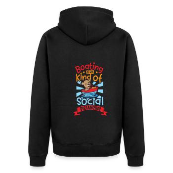 Boating Dad Boat Captain Pontoon Sailor Cruising - Unisex Premium Bio Zip Hoodie - Schwarz - Hinten - Nico (187cm)