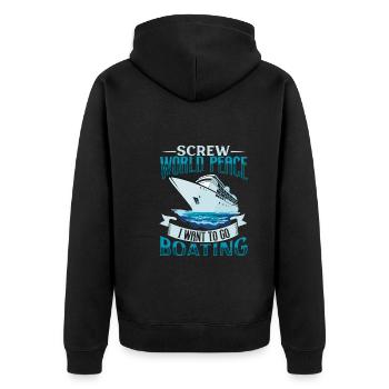 Boating Dad Boat Captain Pontoon Sailor Cruising - Unisex Premium Bio Zip Hoodie - Schwarz - Hinten - Nico (187cm)