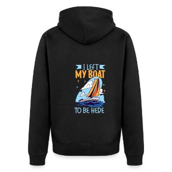 Boating Dad Boat Captain Pontoon Sailor Cruising - Unisex Premium Bio Zip Hoodie - Schwarz - Hinten - Nico (187cm)