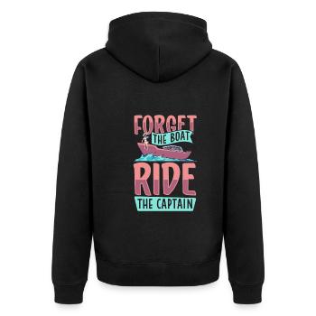 Boating Dad Boat Captain Pontoon Sailor Cruising - Unisex Premium Bio Zip Hoodie - Schwarz - Hinten - Nico (187cm)