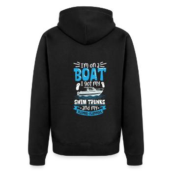 Boating Dad Boat Captain Pontoon Sailor Cruising - Unisex Premium Bio Zip Hoodie - Schwarz - Hinten - Nico (187cm)