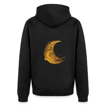 Phases de la Lune, pleine lune, étoiles, espace, lune, nuit - Veste à capuche bio Premium Unisexe - noir - Dos - Nico (187cm)