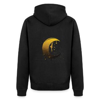 Phases de la Lune, pleine lune, étoiles, espace, lune, nuit - Veste à capuche bio Premium Unisexe - noir - Dos - Nico (187cm)