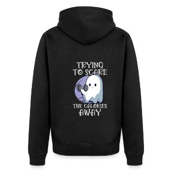 Bodybuilding Powerlifting Weightlifting Fitness - Unisex Premium Bio Zip Hoodie - Schwarz - Hinten - Nico (187cm)
