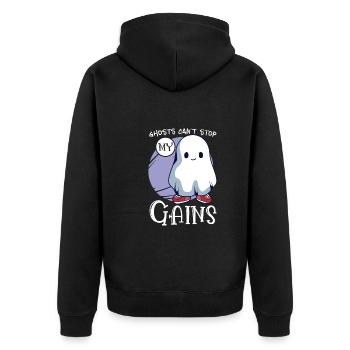 Bodybuilding Powerlifting Weightlifting Fitness - Unisex Premium Bio Zip Hoodie - Schwarz - Hinten - Nico (187cm)