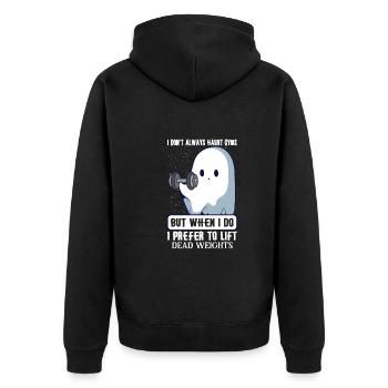 Bodybuilding Powerlifting Weightlifting Fitness - Unisex Premium Bio Zip Hoodie - Schwarz - Hinten - Nico (187cm)