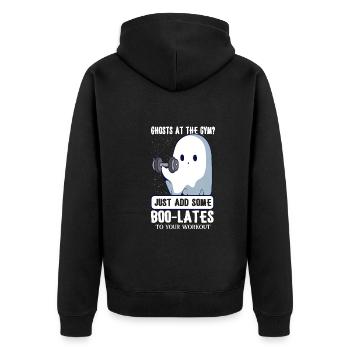 Bodybuilding Powerlifting Weightlifting Fitness - Unisex Premium Bio Zip Hoodie - Schwarz - Hinten - Nico (187cm)