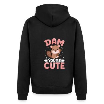 Beaver Fan Beaver Lover Funny Beaver Gift - Unisex Premium Organic Zip Hoodie - black - Back - Nico (187cm)
