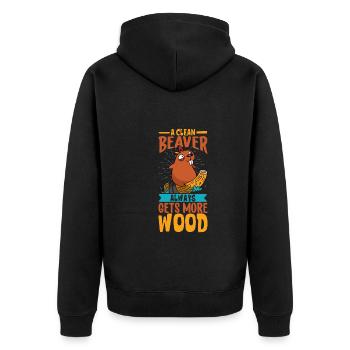 Beaver Fan Beaver Lover Funny Beaver Gift - Unisex Premium Organic Zip Hoodie - black - Back - Nico (187cm)