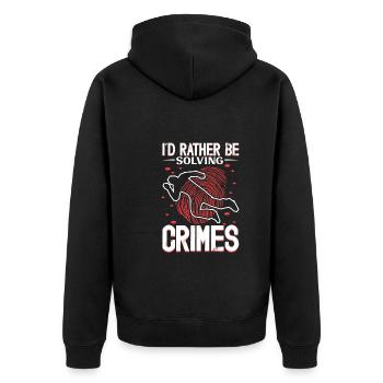 True Crime Murder Spy Crime Interest Gift Idea - Unisex Premium Bio Zip Hoodie - Schwarz - Hinten - Nico (187cm)