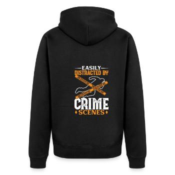 True Crime Murder Spy Crime Interest Gift Idea - Unisex Premium Bio Zip Hoodie - Schwarz - Hinten - Nico (187cm)