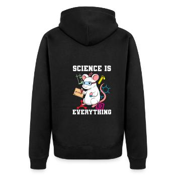 Wissenschaft ist alles Wissenschaftler - Unisex Premium Bio Zip Hoodie - Schwarz - Hinten - Nico (187cm)