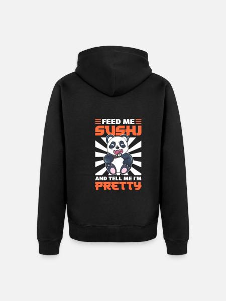 Panda isst Sushi Zookeeper - Unisex Premium Bio Zip Hoodie - Schwarz