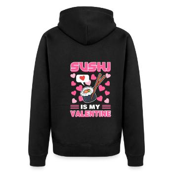 Sushi mein Valentinstag Sushi -Fan - Unisex Premium Bio Zip Hoodie - Schwarz - Hinten - Nico (187cm)
